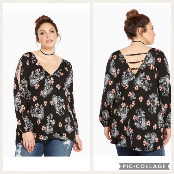torrid Tops - TORRID Floral Paisley Cold Shoulder Top